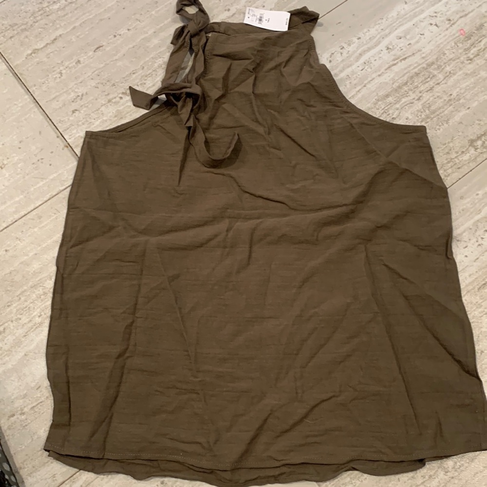 Banana republic khaki size small high neck with Bow tank